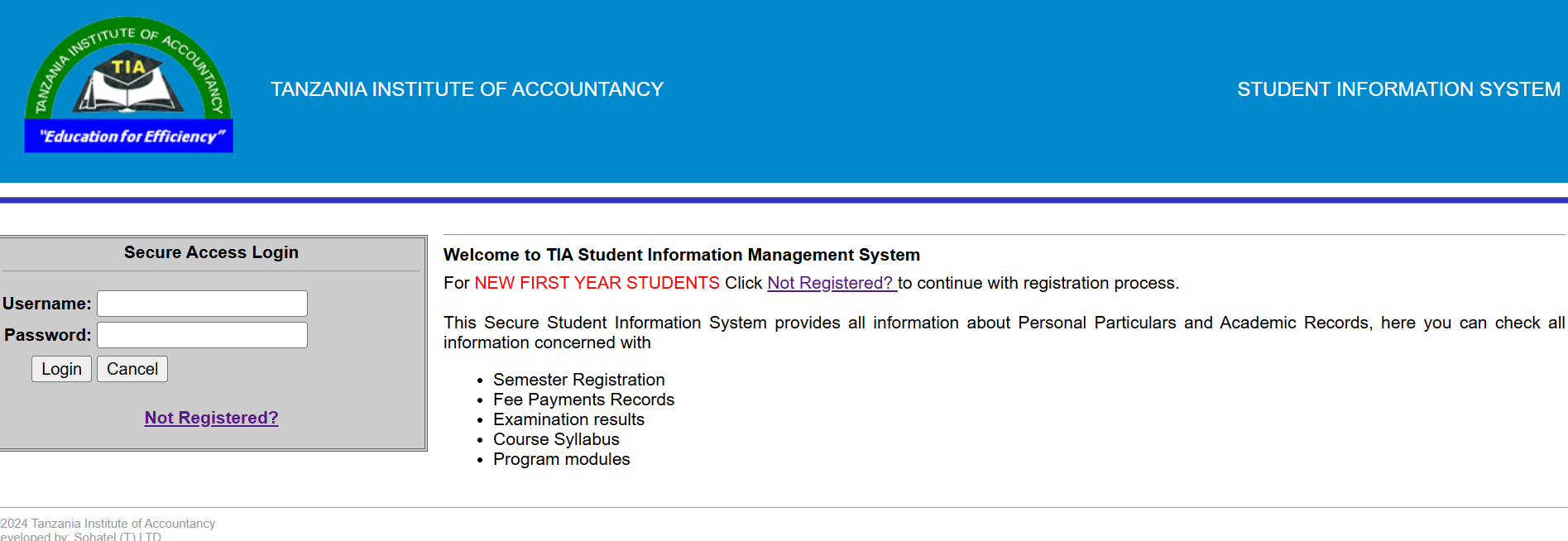 TIA Student Information System – How to Log In